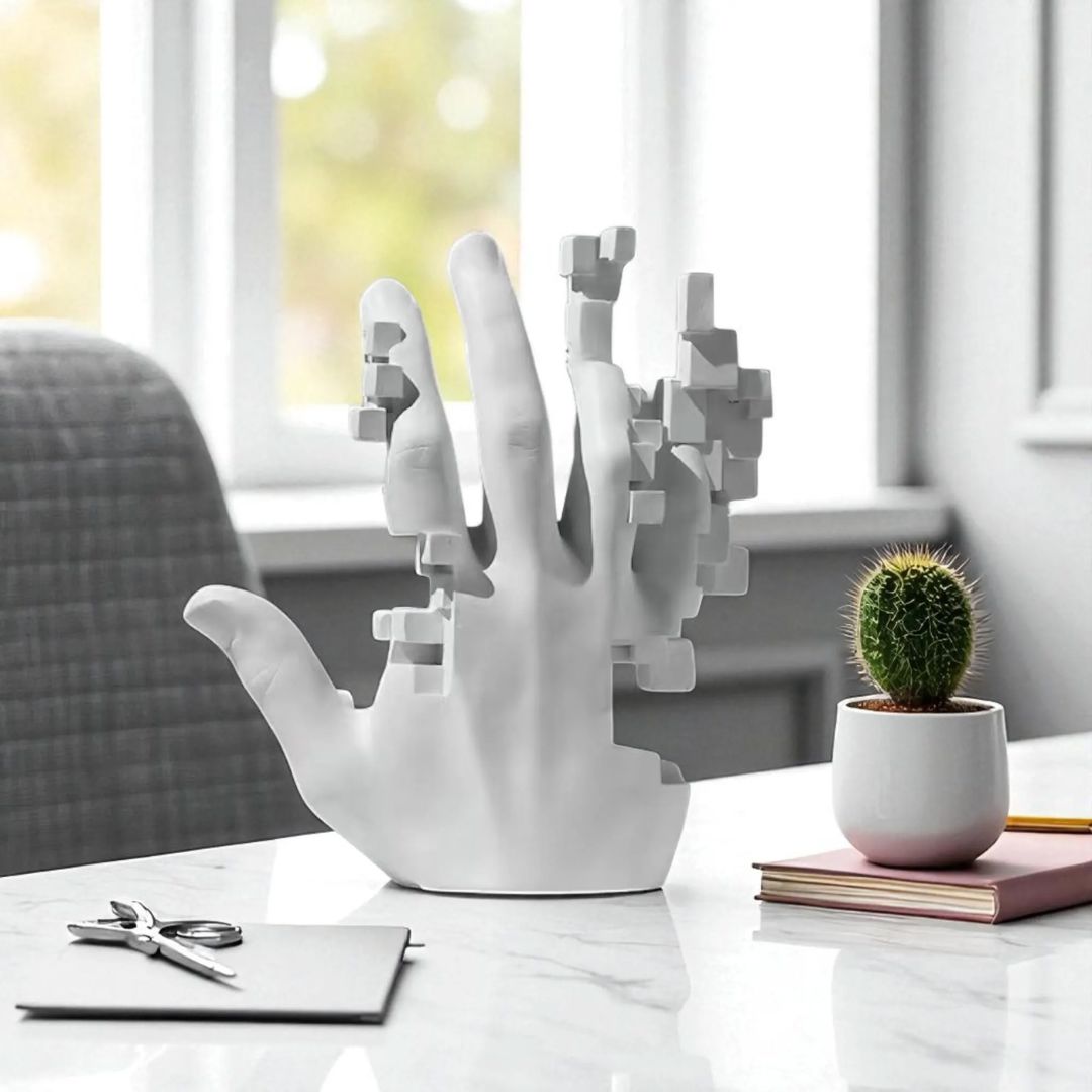 Escultura Abstrata Mão Mosaico Resina - 0039 Conceito 