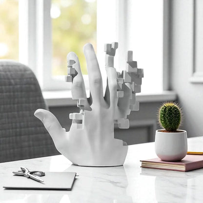 Escultura Abstrata Mão Mosaico Resina - 0039 Conceito 