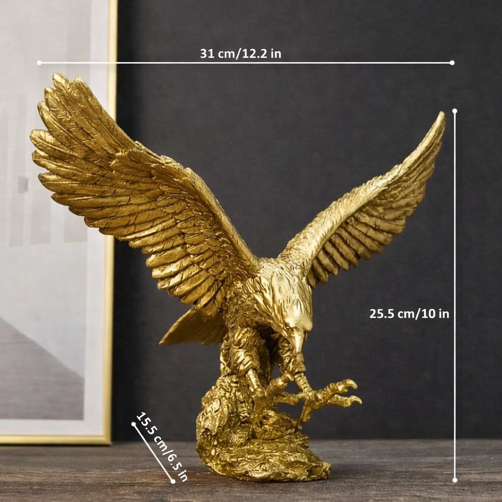 Escultura Águia Dourada 25x31cm Resina - 0004 Conceito 