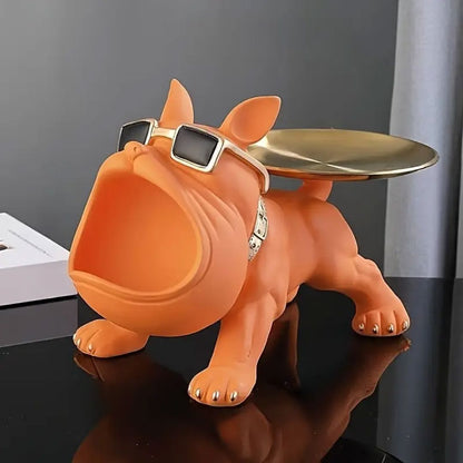 Escultura Aparador Bulldog Francês Decor Cool (Suporte Duplo) Aparador - 0002 Conceito Alaranjado 