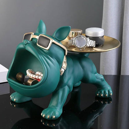 Escultura Aparador Bulldog Francês Decor Cool (Suporte Duplo) Aparador - 0002 Conceito Verde 