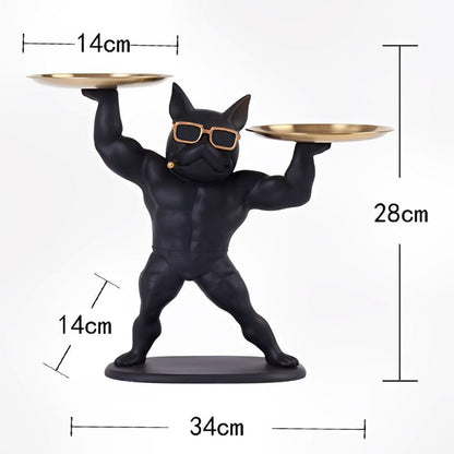 Escultura Aparador Bulldog Maromba (Suporte Duplo) Resina - 0042 YuDome 