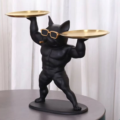 Escultura Aparador Bulldog Maromba (Suporte Duplo) Resina - 0042 YuDome 