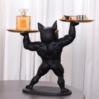 Escultura Aparador Bulldog Maromba (Suporte Duplo) Resina - 0042 YuDome 