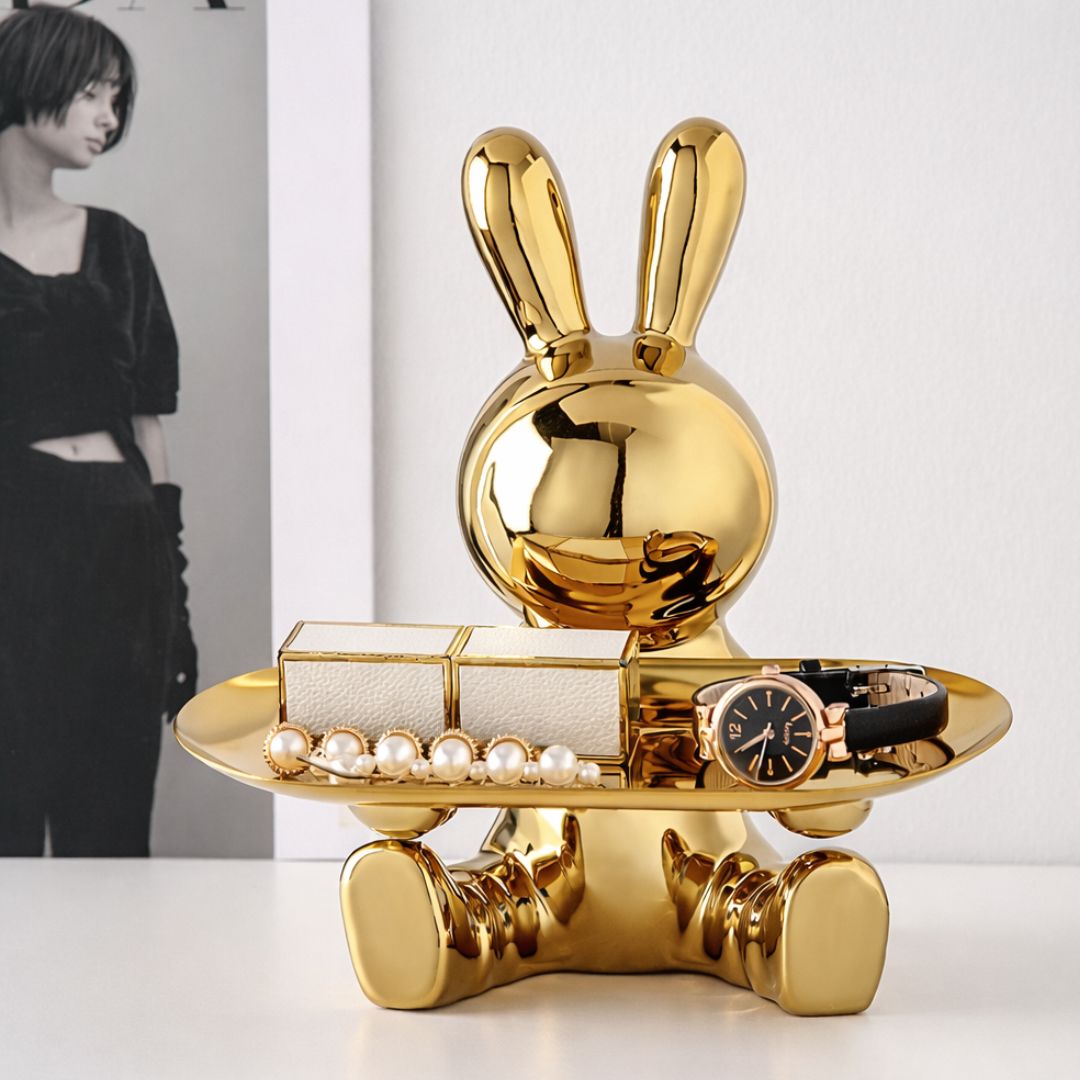 Escultura Aparador Coelho Decor Resina - 0005 Conceito Dourado 