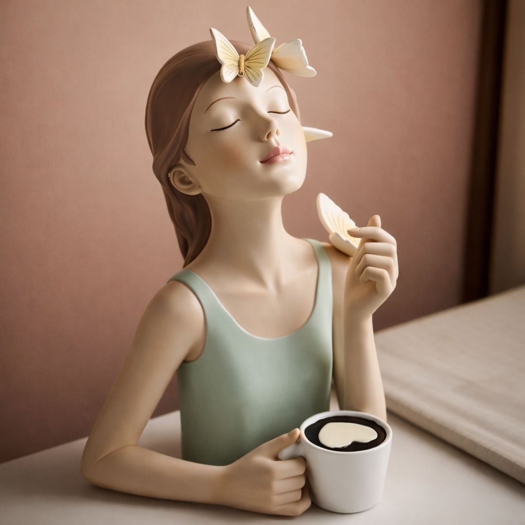 Escultura Bella Butterfly Café (27x20cm) Resina - 0050 Conceito 