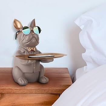 Escultura Bulldog Francês Mordomo Aparador Chaves Controle Remoto Aparador - 0003 Conceito 