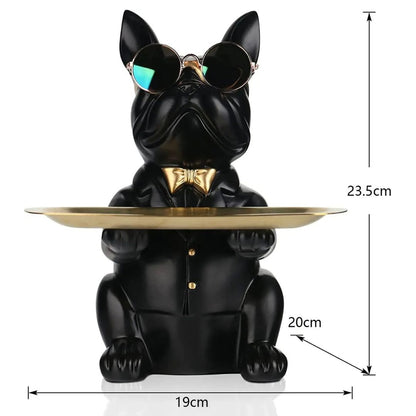 Escultura Bulldog Francês Mordomo Aparador Chaves Controle Remoto Aparador - 0003 Conceito 