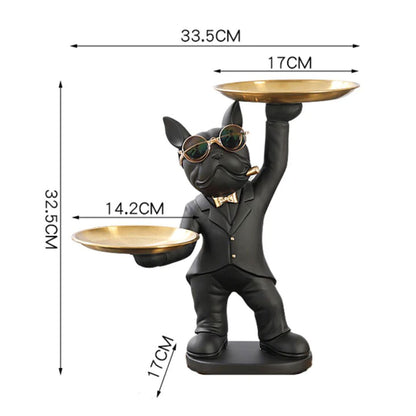 Escultura Bulldog Francês Mordomo Divertido Aparador de Chaves Controle Aparador - 0004 Conceito 