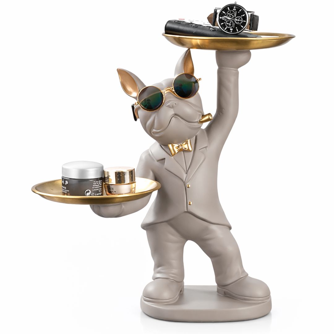 Escultura Bulldog Francês Mordomo Divertido Aparador de Chaves Controle Aparador - 0004 Conceito 