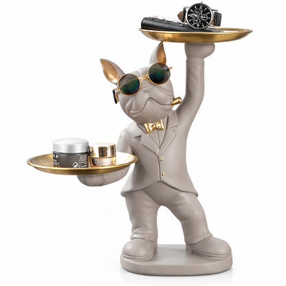 Escultura Bulldog Francês Mordomo Divertido Aparador de Chaves Controle Aparador - 0004 Conceito 