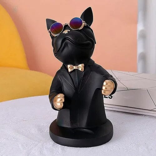 Escultura Bulldog Francês Porta Vinho Aparador - 0006 Conceito Preto 