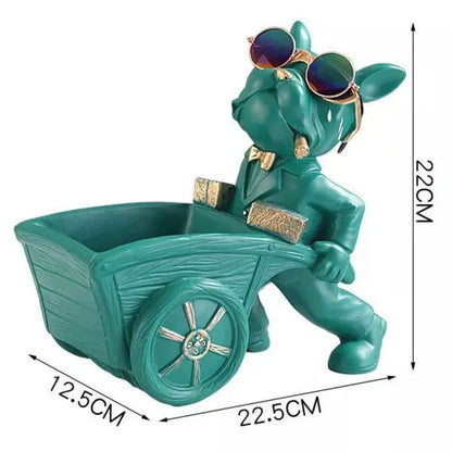 Escultura Bulldog Mordomo Construtor Aparador Chave Controle Relógio Aparador - 0007 Conceito 