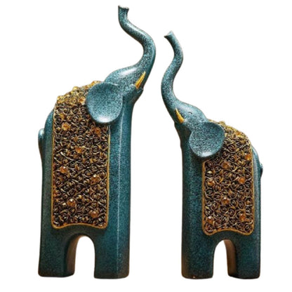 Escultura Casal Elefantes Retrô em Resina (O Par) Conceito 