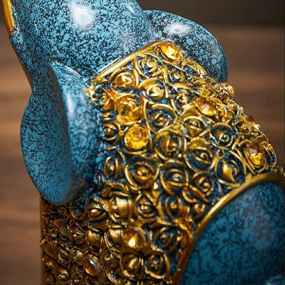 Escultura Casal Elefantes Retrô em Resina - O Par Resina - 0031 YuDome 