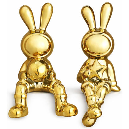 Escultura Coelho Divertido (O Par) Resina - 0008 Conceito 