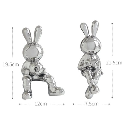 Escultura Coelho Divertido (O Par) Resina - 0008 Conceito 