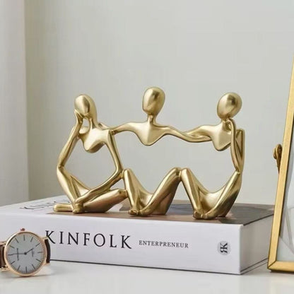 Escultura Contemporânea Abstrata Pensador Resina - 0017 Conceito Dourado 