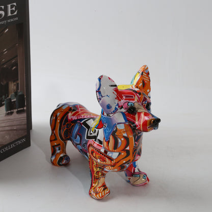 Escultura Corgi Cardigan Grafite Street & Colors resina Conceito Street 1 