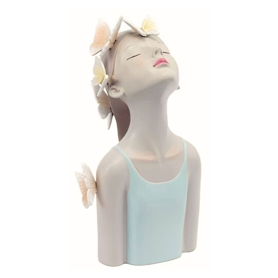 Escultura de Boneca Bella Butterfly Resina - 0041 Conceito Verde 27cm 