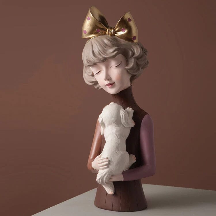 Escultura de Boneca Milly Pets (33x12cm) Resina - 0058 Conceito Cachorrinho 