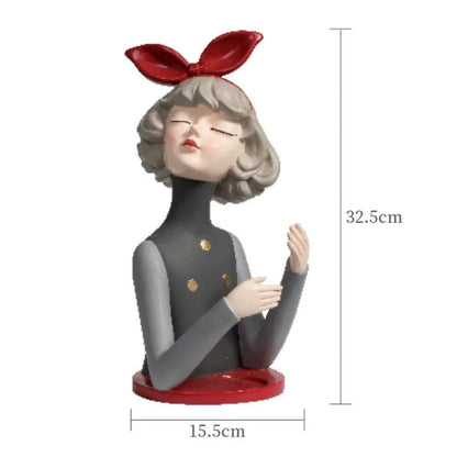 Escultura de Boneca Milly - Suporte para Taça e Garrafa Conceito 