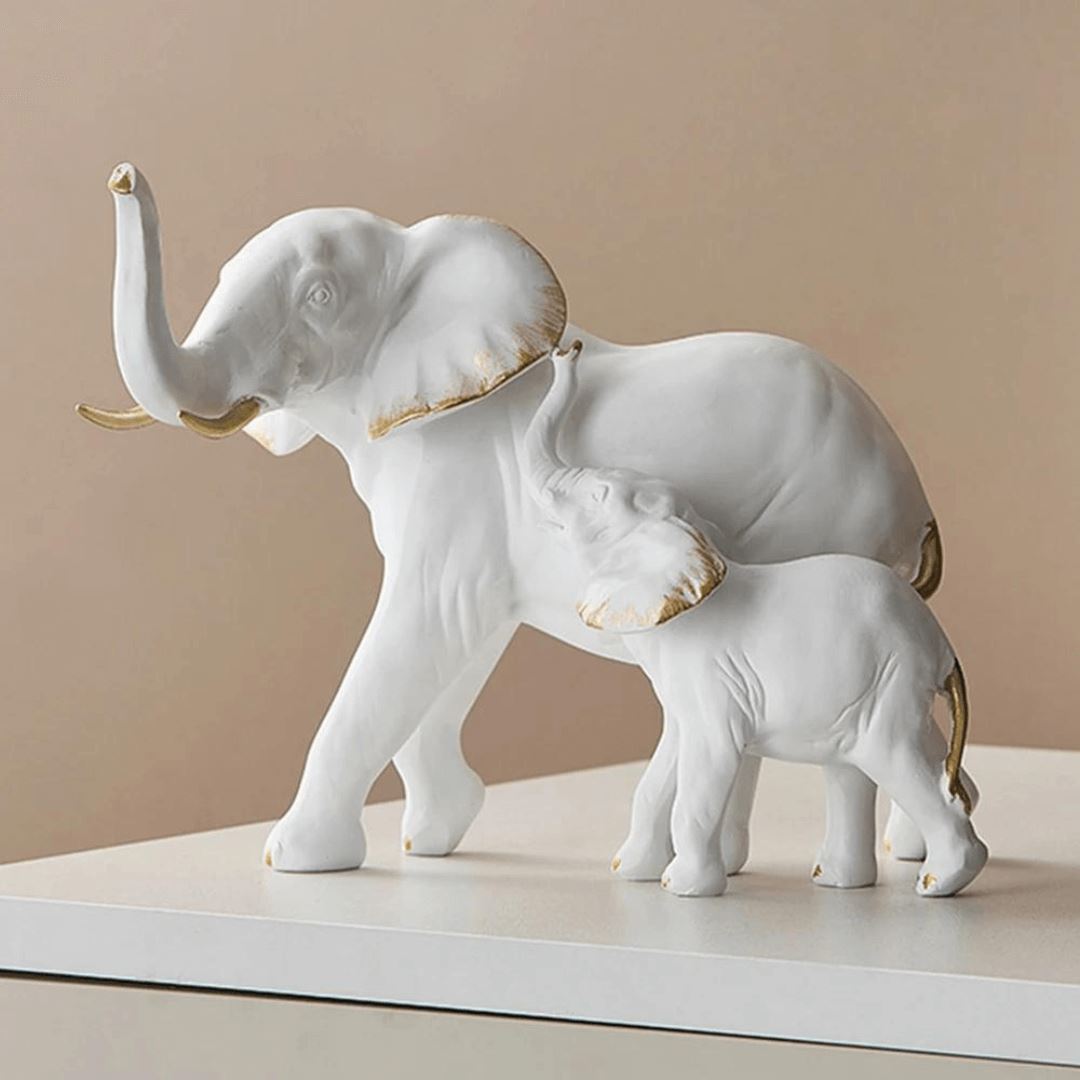 Escultura de Elefante Moderno (O Par) Conceito Branco 