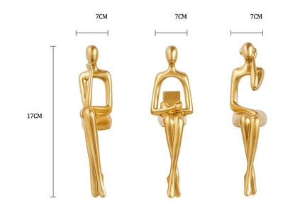 Escultura Decorativa Abstrata Pensador Contemporâneo (Kit 03 Unidades) Resina - 0013 Conceito 