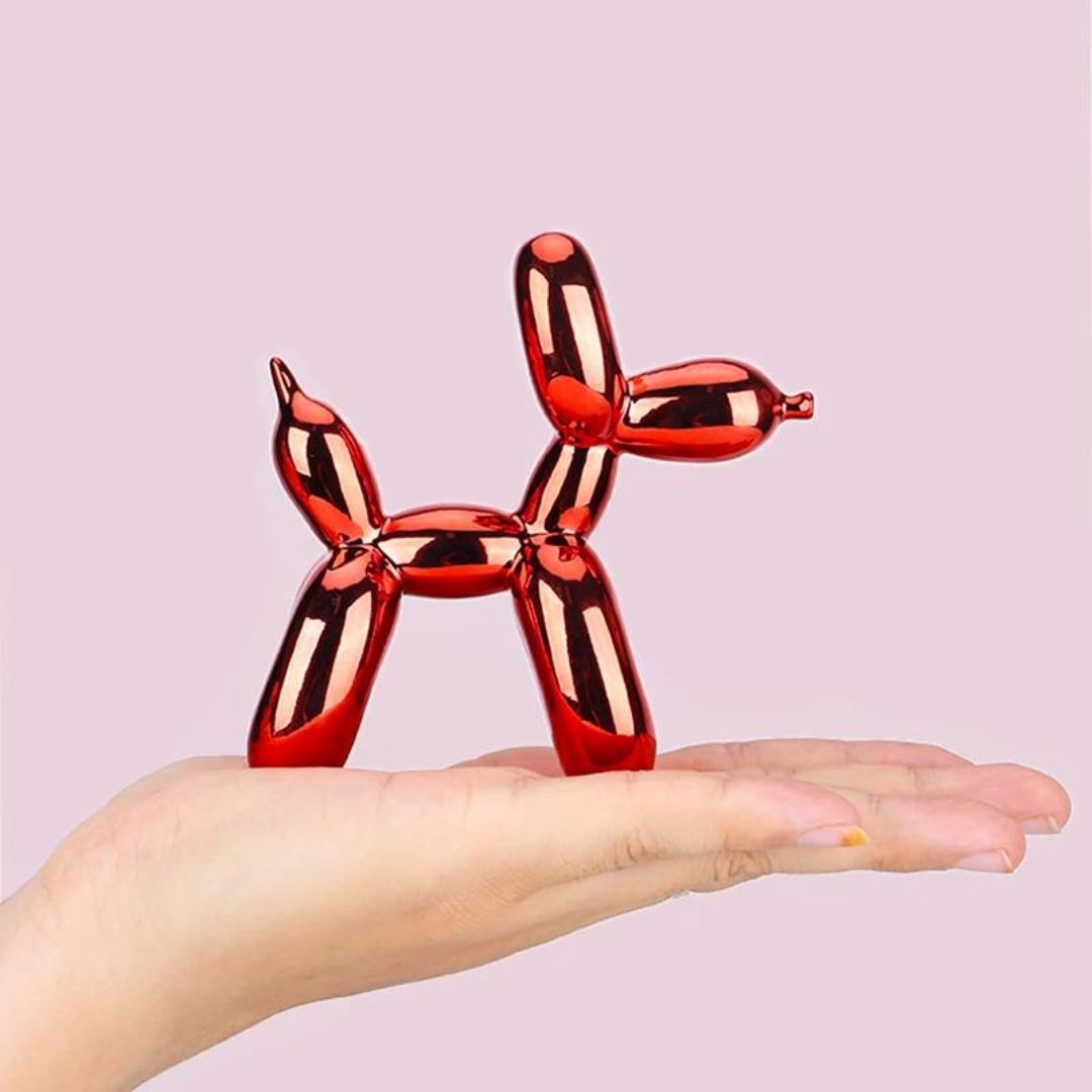 Escultura Doggy Balloon Mini 10x10cm para Sala, Escritório, Consultório Resina - 0014 Conceito 