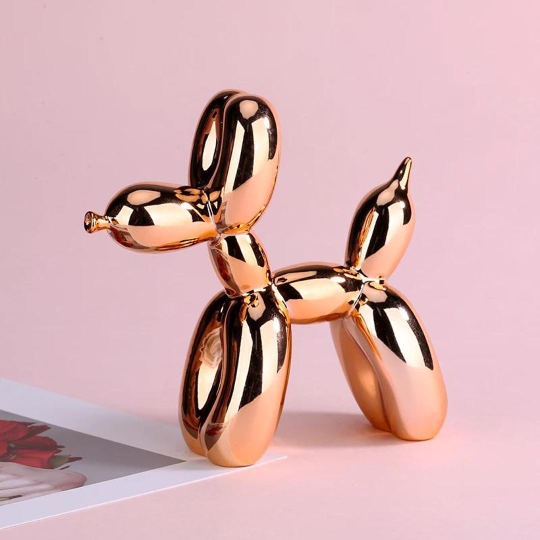 Escultura Doggy Balloon Mini 10x10cm para Sala, Escritório, Consultório Resina - 0014 Conceito Laranja 