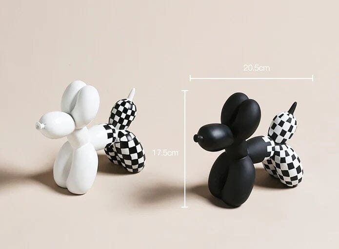 Escultura Doggy Balloon Xadrez Resina - 0016 Conceito 