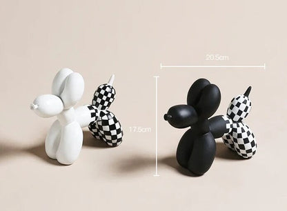Escultura Doggy Balloon Xadrez Resina - 0016 Conceito 
