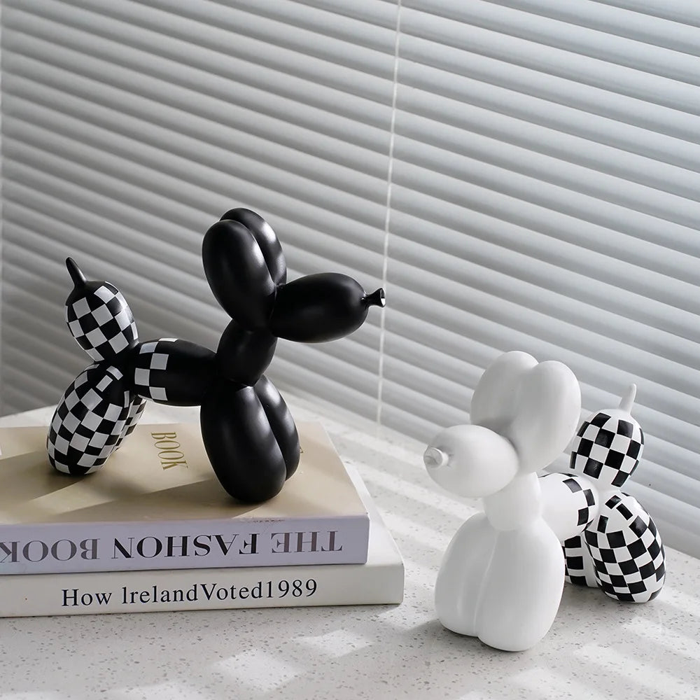 Escultura Doggy Balloon Xadrez resina Conceito 