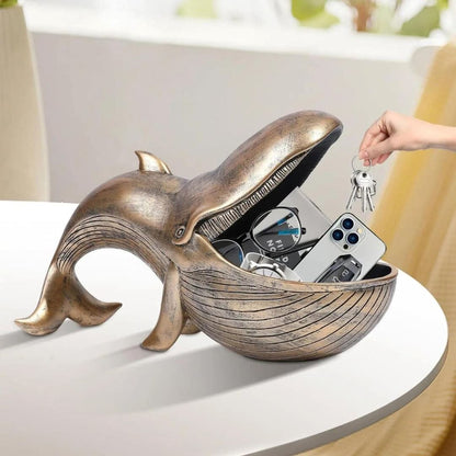 Escultura e Aparador Baleia em Resina Resina - 0080 Conceito Bronze 