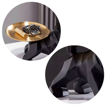 Escultura e Aparador Bulldog Geométrico - Suporte Duplo Resina - 0035 YuDome 