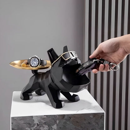 Escultura e Aparador Bulldog Geométrico - Suporte Duplo Resina - 0035 YuDome 