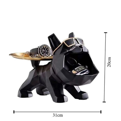 Escultura e Aparador Bulldog Geométrico - Suporte Duplo Resina - 0035 YuDome 