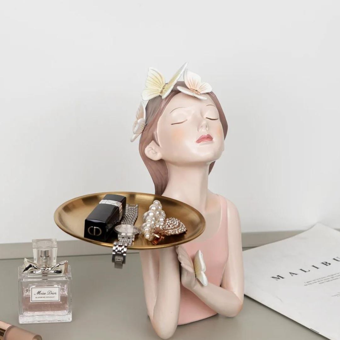 Escultura e Aparador com Bandeja Bella Butterfly - 27cm – Conceito