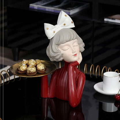 Escultura e Aparador com Bandeja Milly Tie - 33cm Conceito 