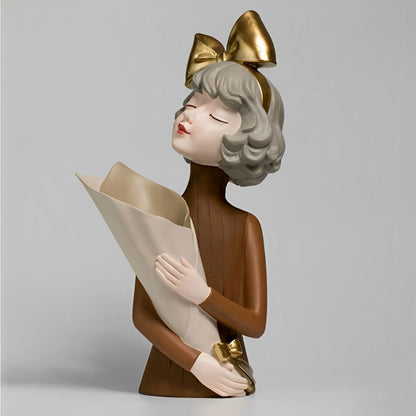 Escultura e Aparador de Flores Milly Tie (38cm) Conceito Marrom 