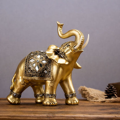 Escultura Elefante Indiano Dourado Conceito 