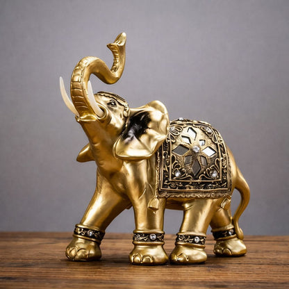 Escultura Elefante Indiano Dourado Conceito 