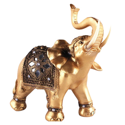 Escultura Elefante Indiano Dourado Resina - 0019 Conceito 