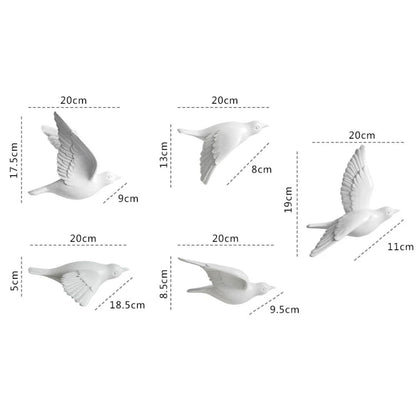 Escultura Família de Pássaros 3D (05 Unidades) Conceito 