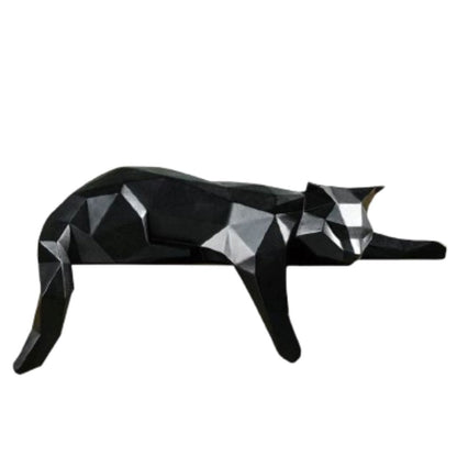 Escultura Geométrica Abstrata Gatinho Deitado Resina - 0082 Conceito 