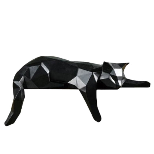 Escultura Geométrica Abstrata Gatinho Deitado Resina - 0082 Conceito 
