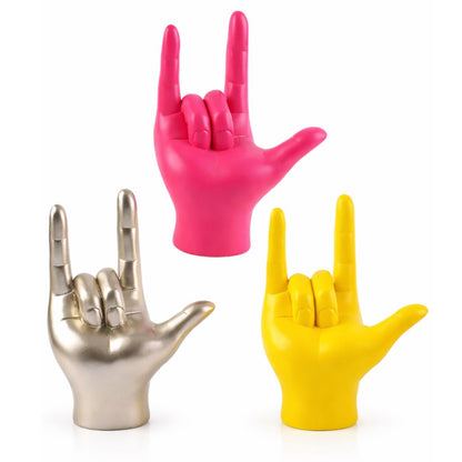 Escultura Libras I Love You (Linguagem de Sinais) Resina - 0026 Conceito 