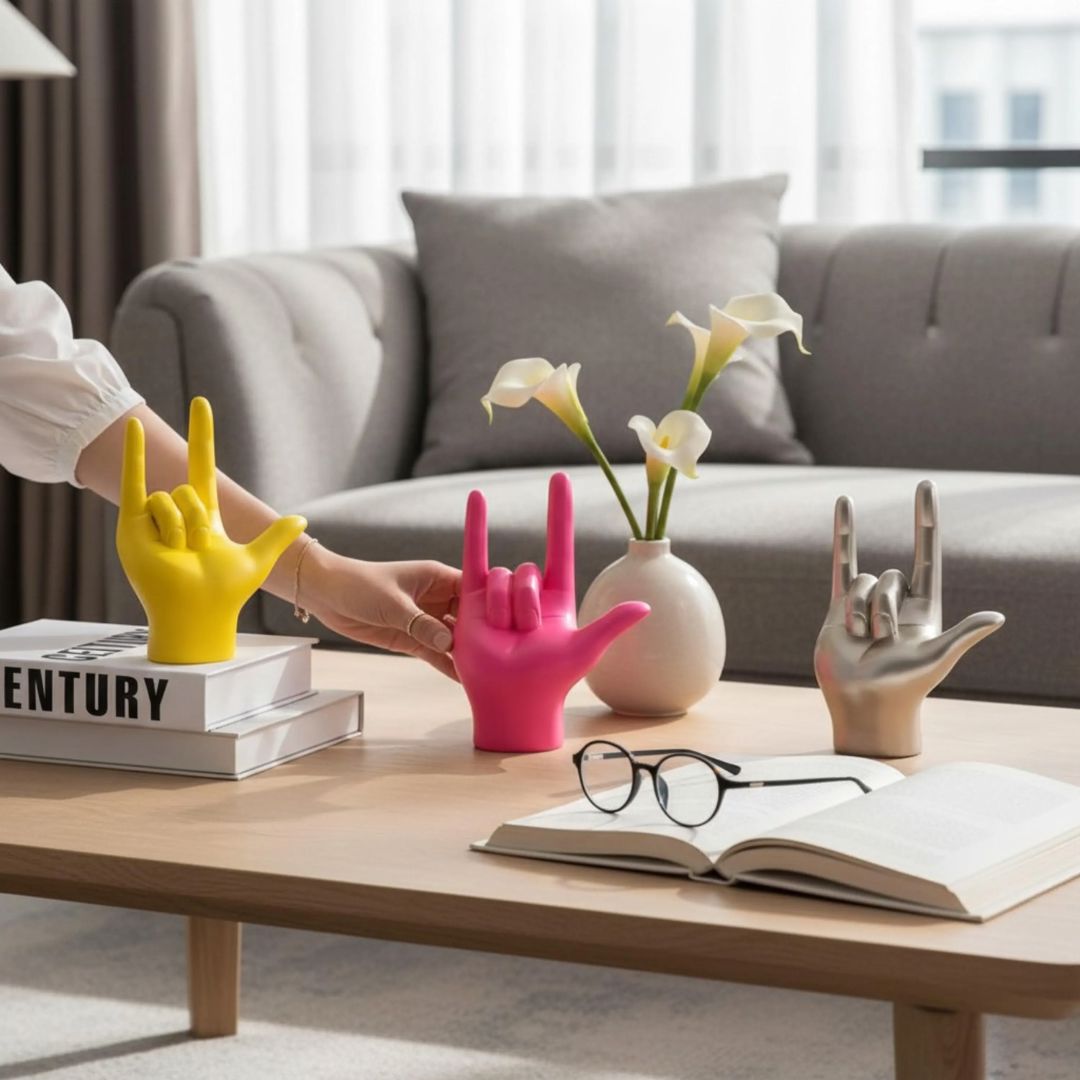 Escultura Libras I Love You (Linguagem de Sinais) Resina - 0026 Conceito 