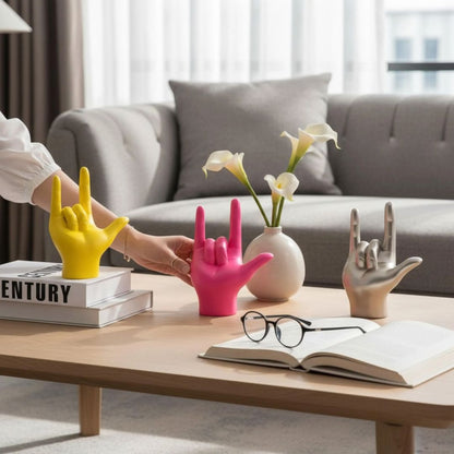 Escultura Libras I Love You (Linguagem de Sinais) Resina - 0026 Conceito 