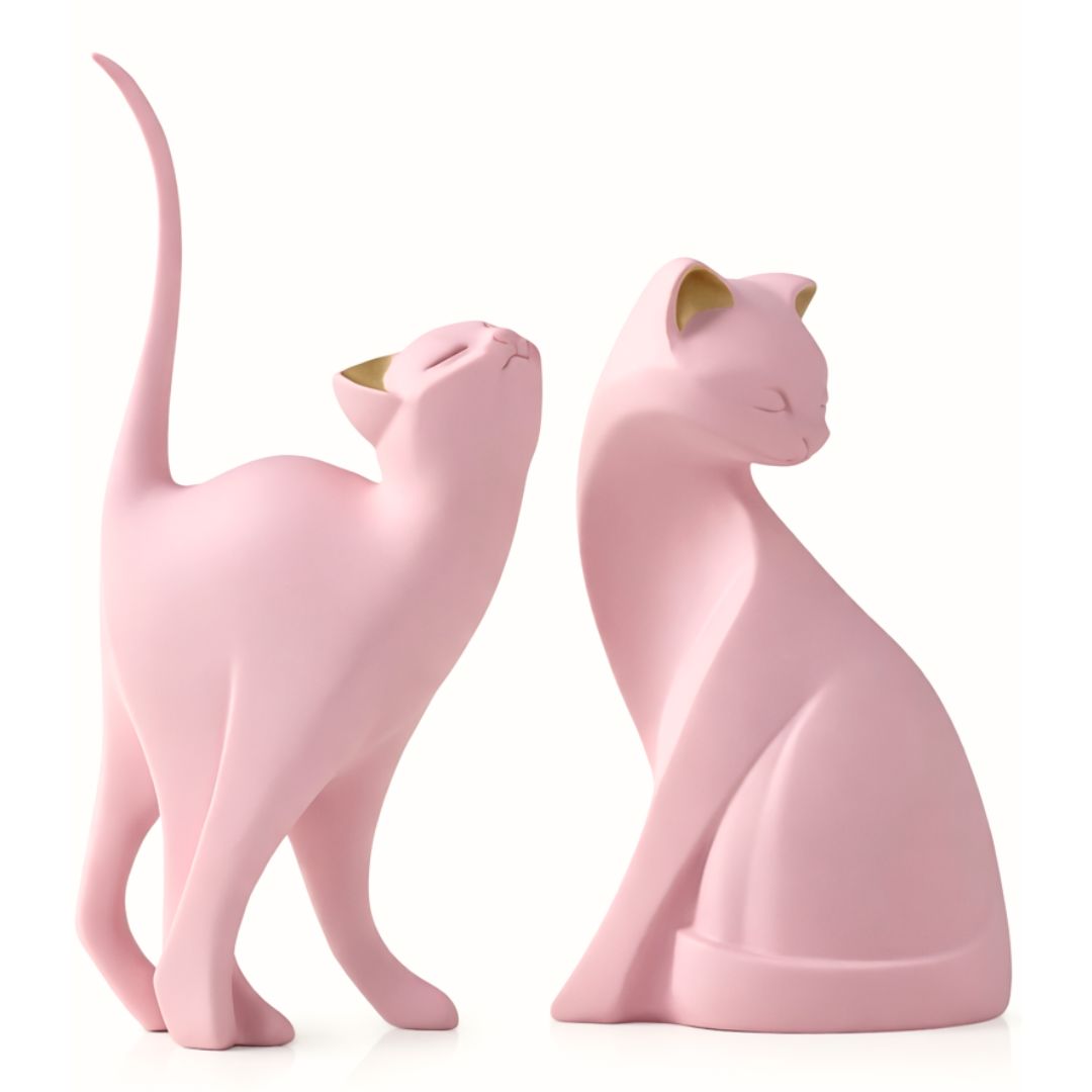 Escultura Moderna Abstrata Gato (O Par) Resina - 0053 Conceito 
